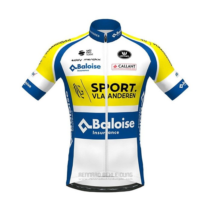 2021 Fahrradbekleidung Sport Vlaanderen-baloise Blau Wei Gelb Trikot Kurzarm und Tragerhose - zum Schließen ins Bild klicken